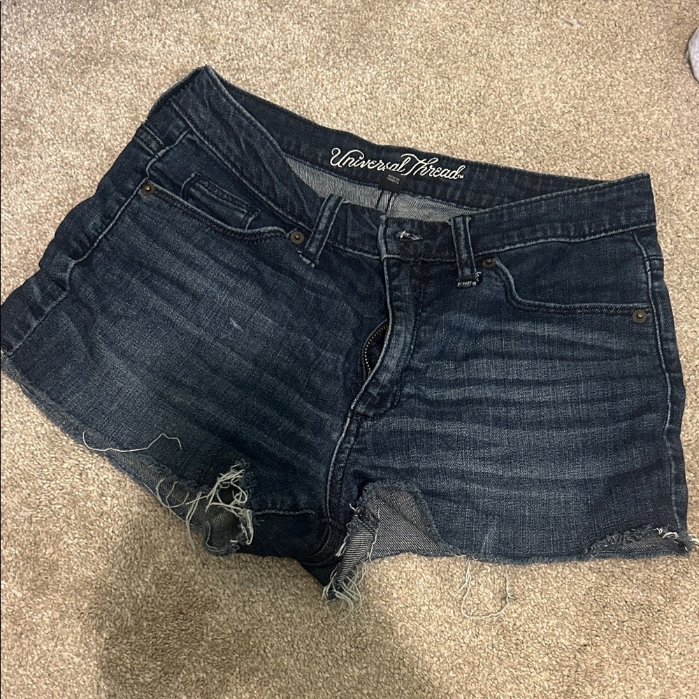 Universal Thread Dark Indigo Distressed Denim Shorts